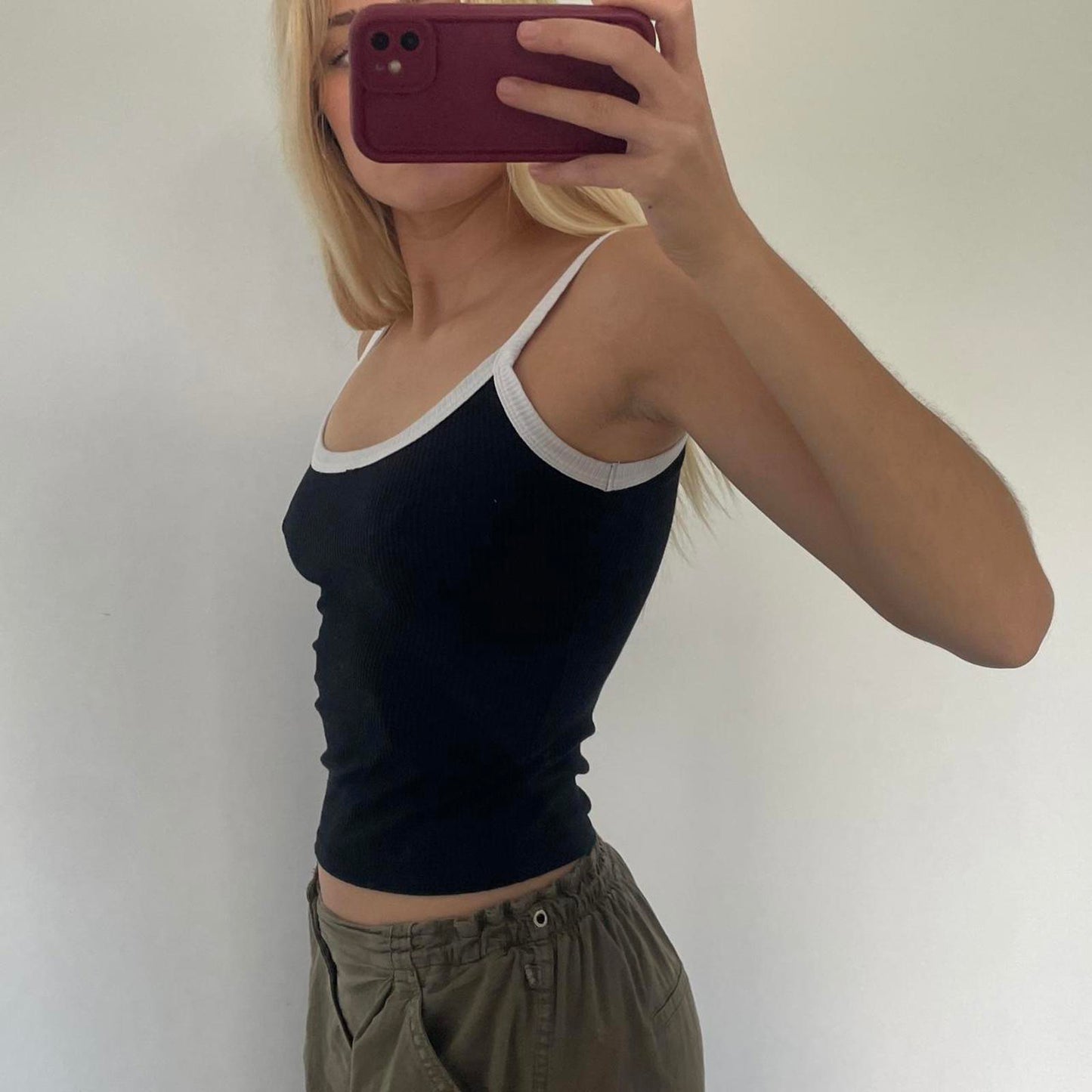 Black and white cropped tank top