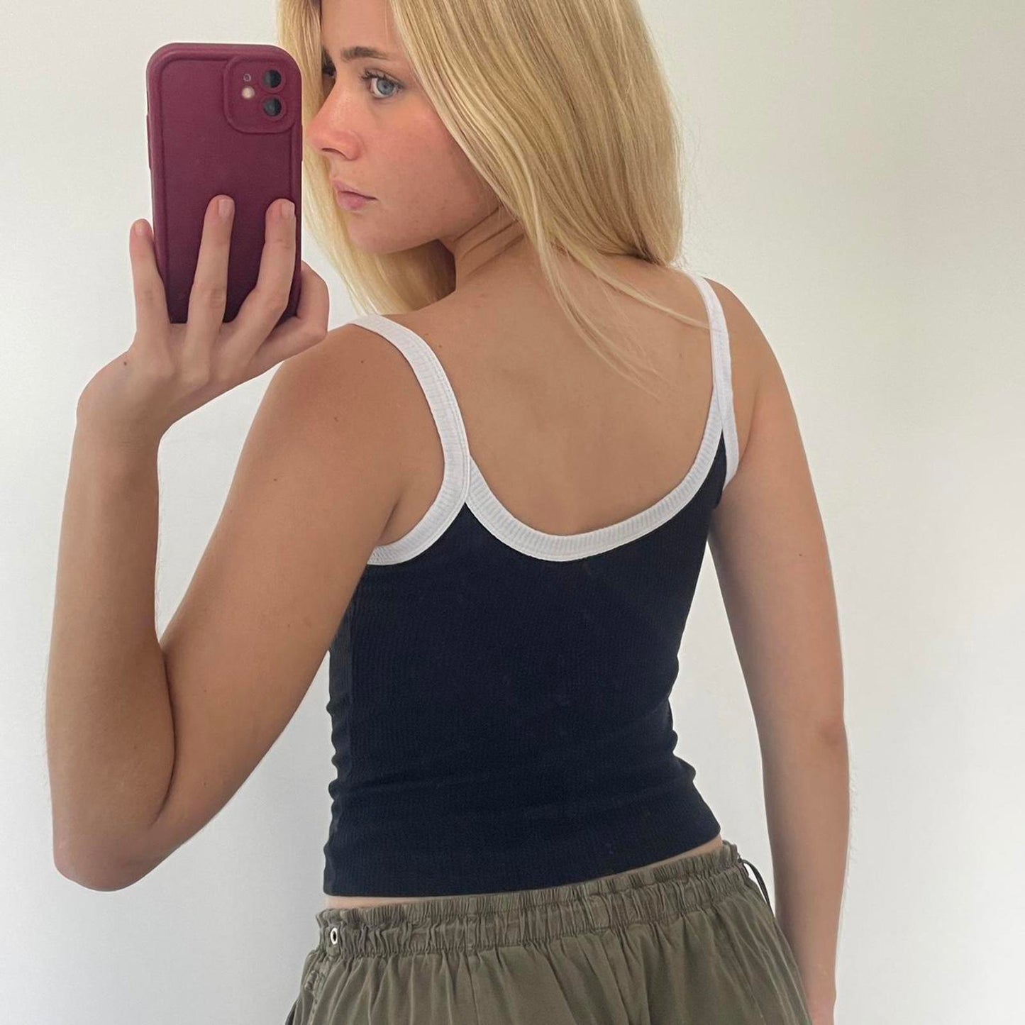 Black and white cropped tank top