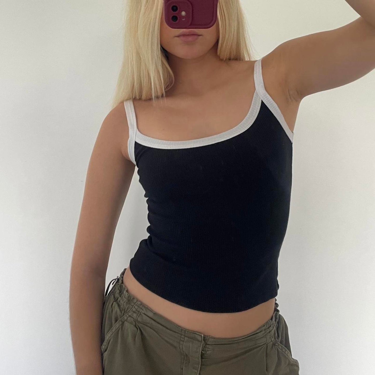 Black and white cropped tank top