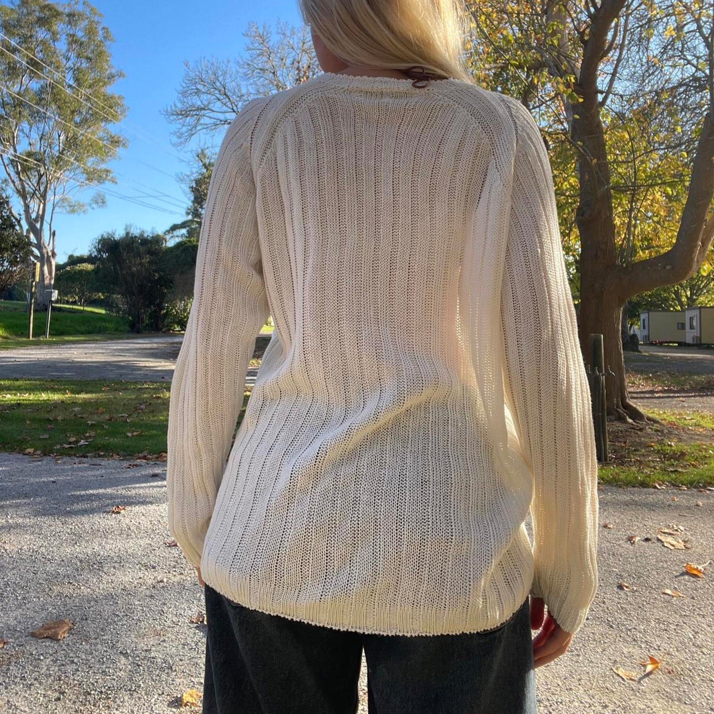 Cream knit jumper with a relaxed fit