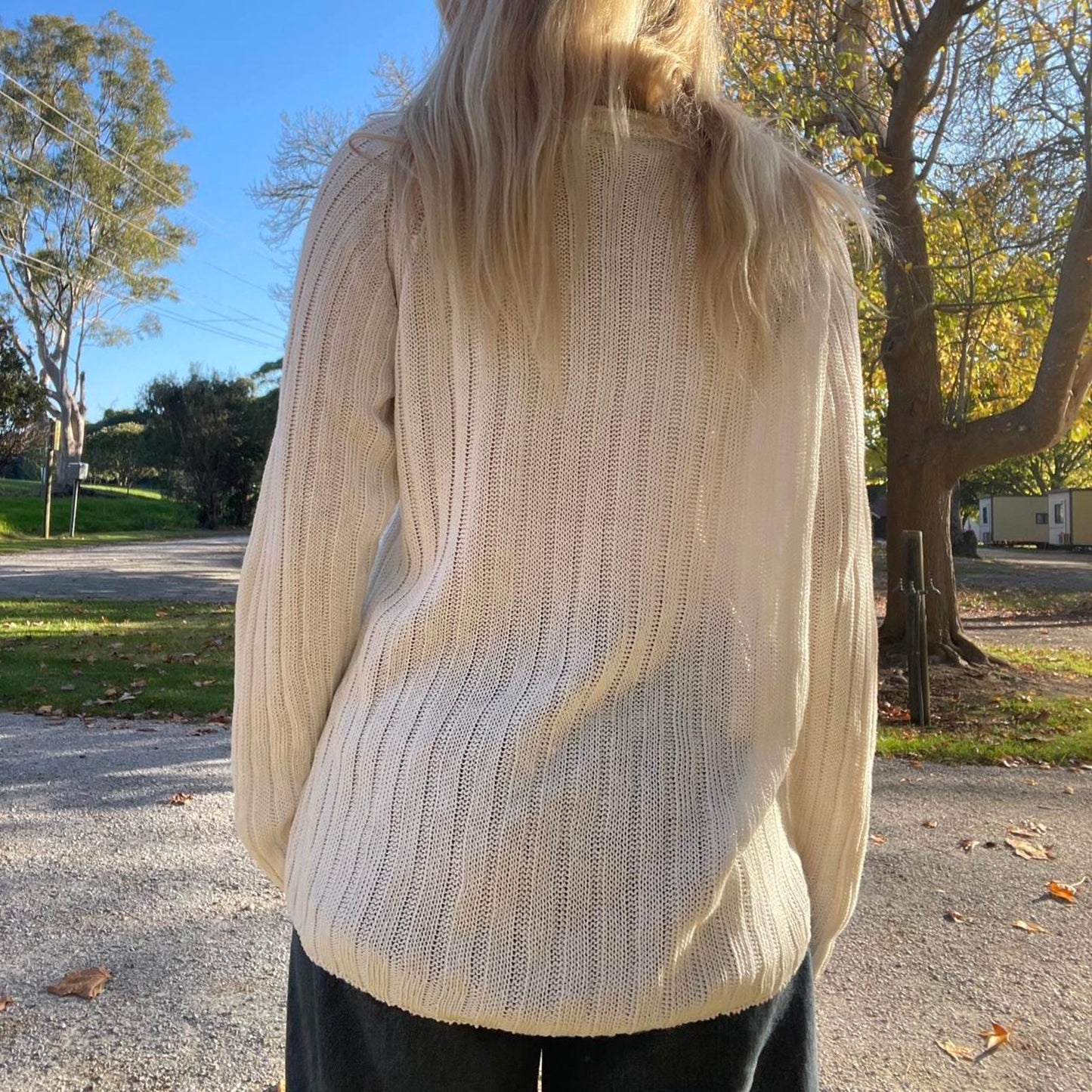 Cream knit jumper with a relaxed fit