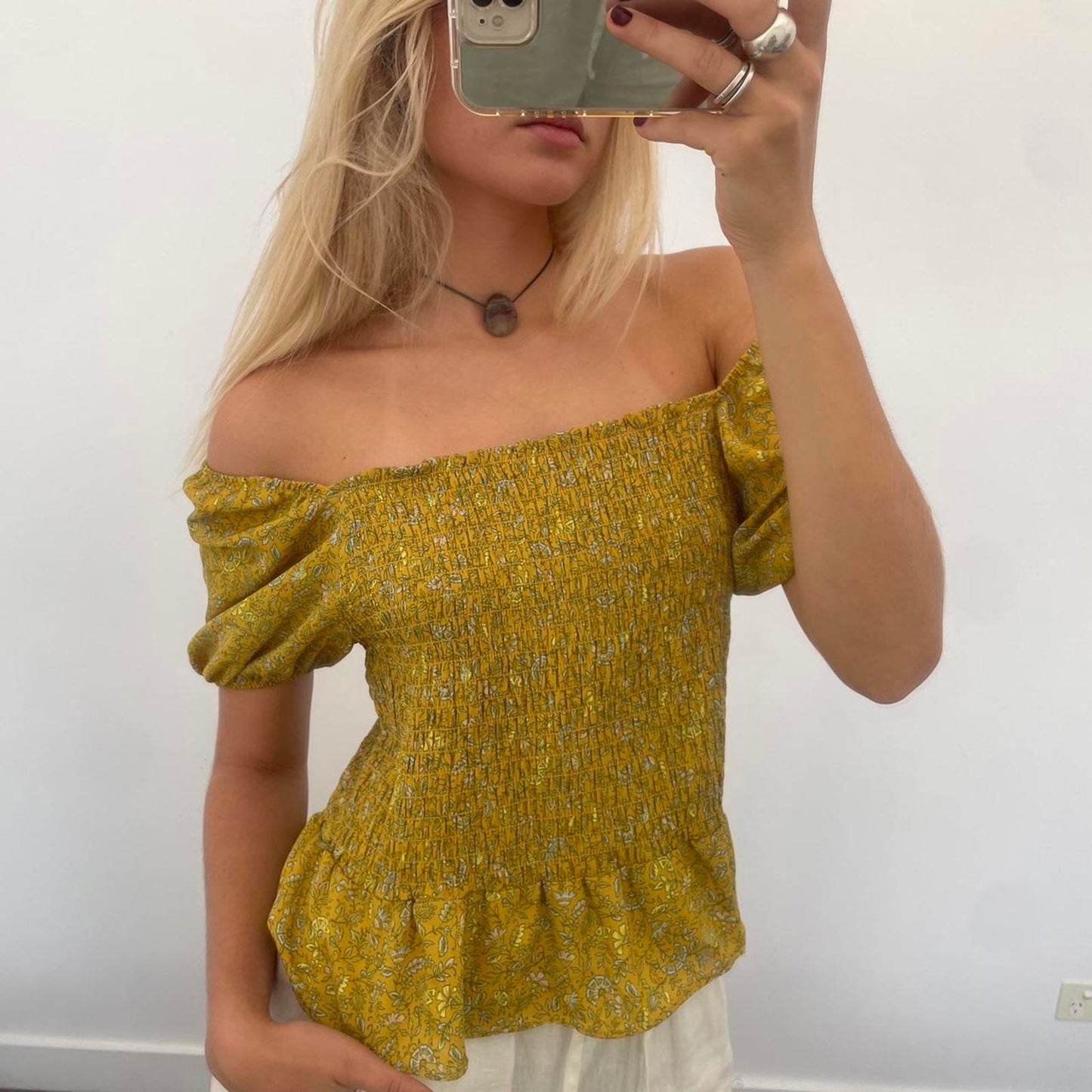 Yellow floral versatile off the shoulder blouse #offtheshoulder