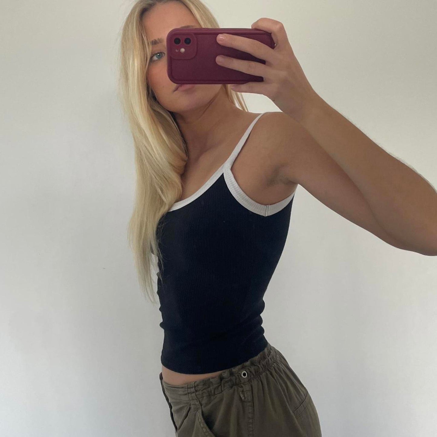 Black and white cropped tank top