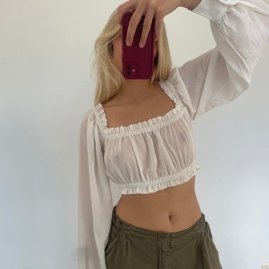 Cream and white blouse