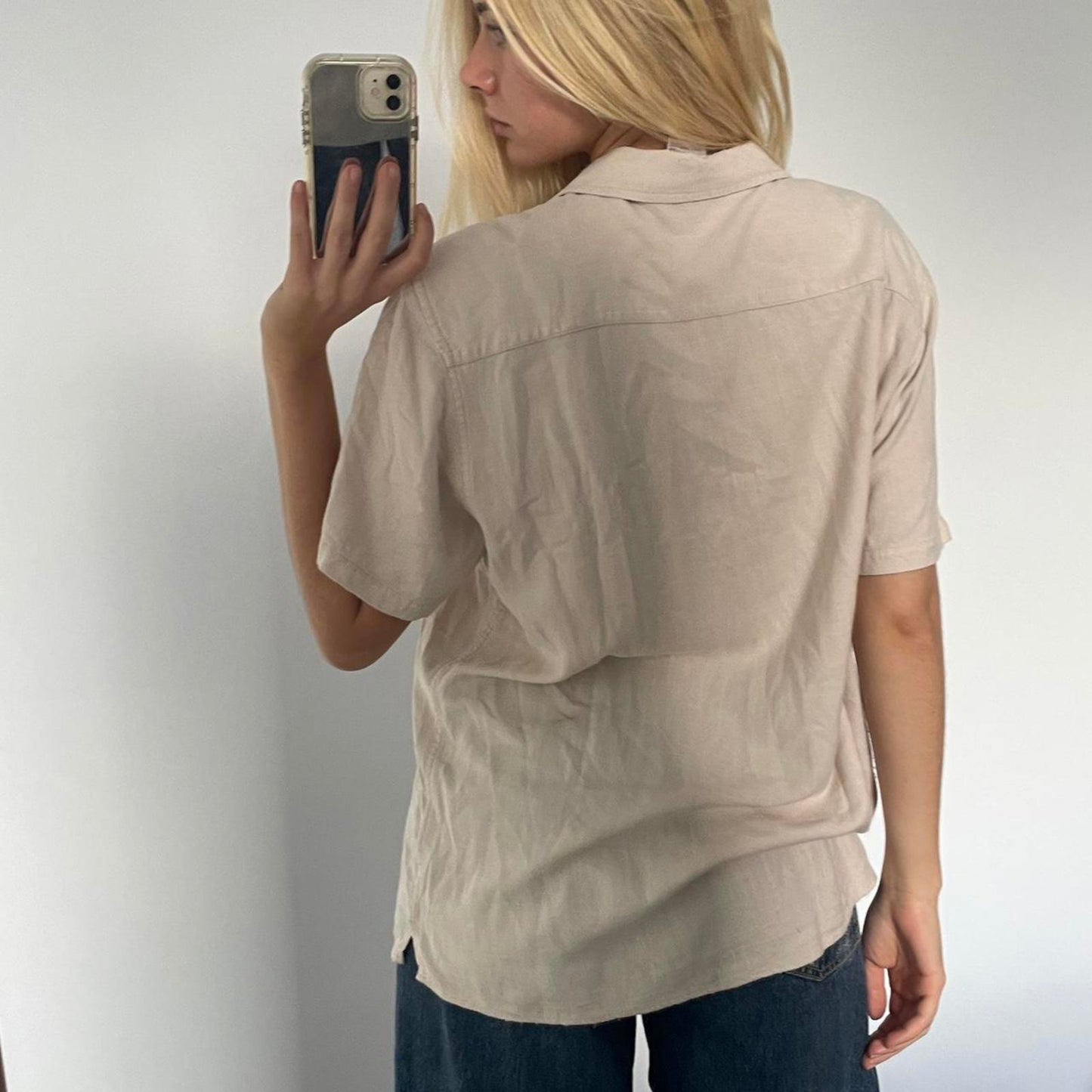 Cream and tan wavezone short sleeve shirt