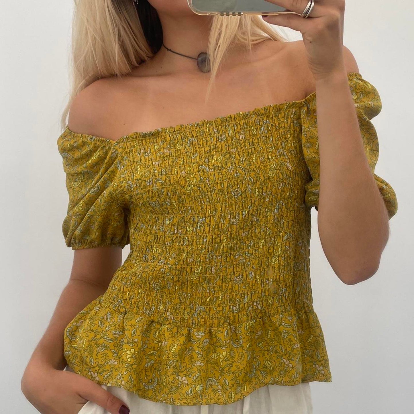 Yellow floral versatile off the shoulder blouse #offtheshoulder