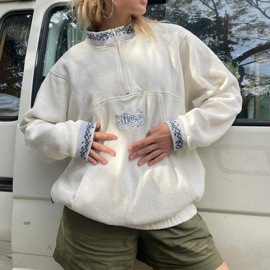 Cream and blue vintage Bolle’ quarter zip fleece