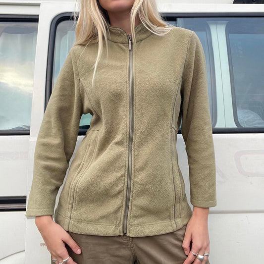 Khaki green fleece zip up jacket