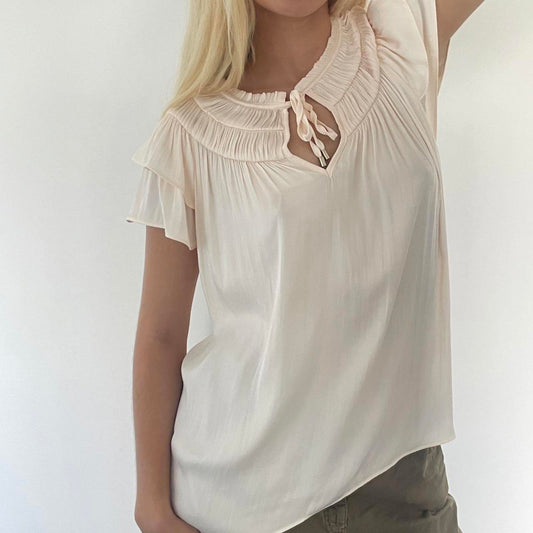 Cream silk blouse with tie detail #silkblouse