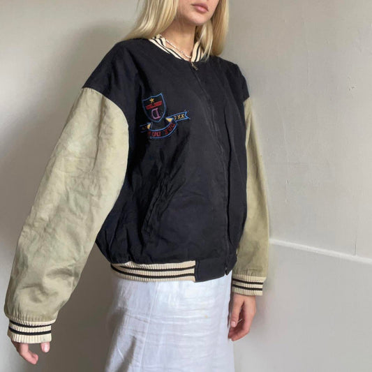 Black and cream vintage bomber jacket