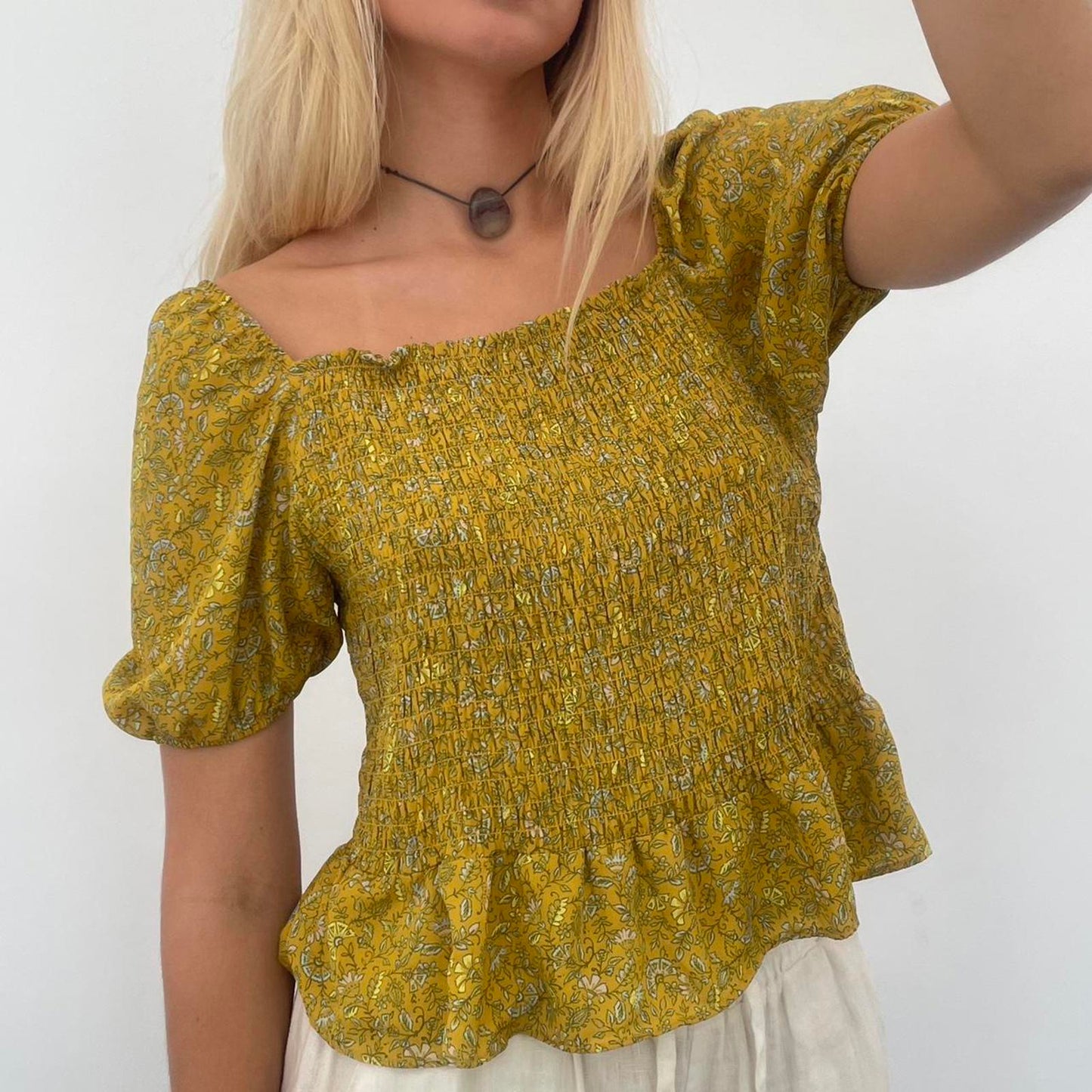 Yellow floral versatile off the shoulder blouse #offtheshoulder